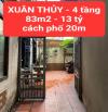 XUÂN THỦY - cách phố 20m - phù hợp xây tòa nhà - đang là nhà 4 tầng - 0859990768