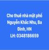 Chính chủ cho thuê cả nhà mặt phố số 1 Nguyễn Khắc Nhu, Phường Trúc Bạch, Quận Ba Đình,